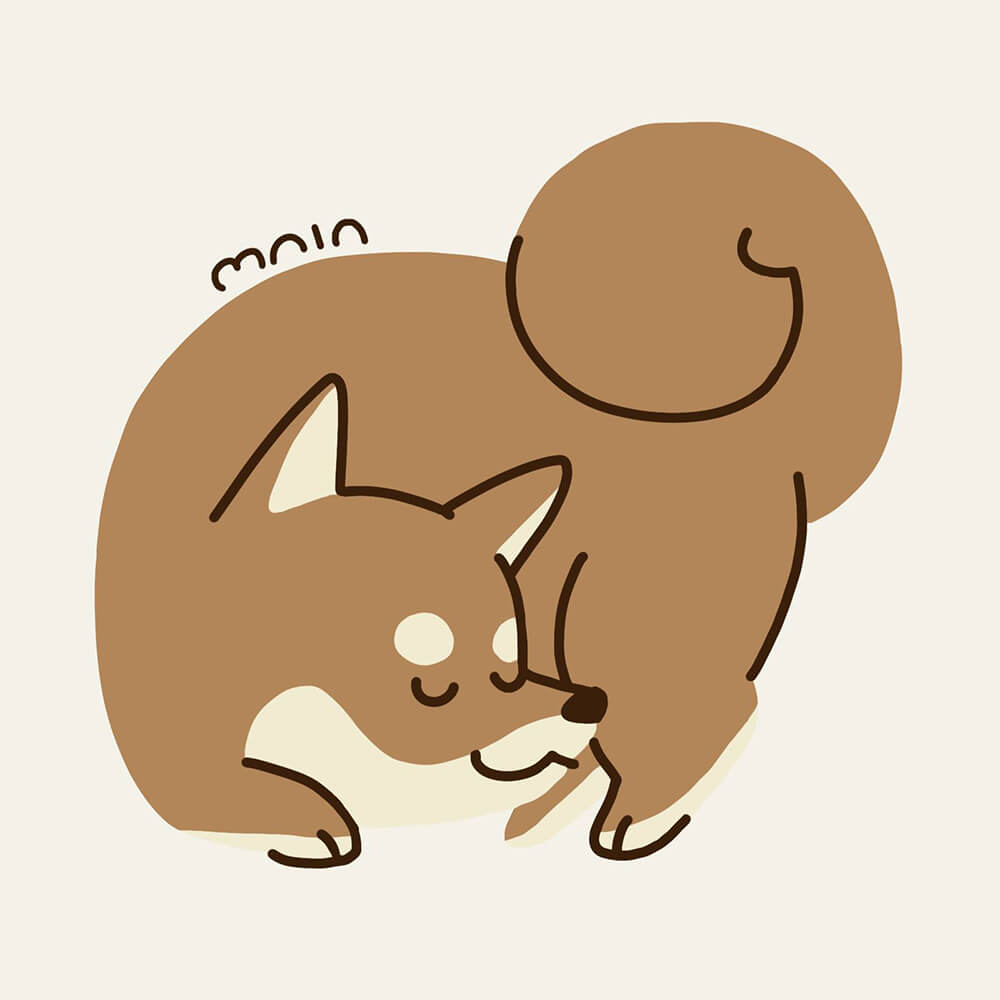 戳繡 掌上小狗 柴犬 彩圖 寵物插畫