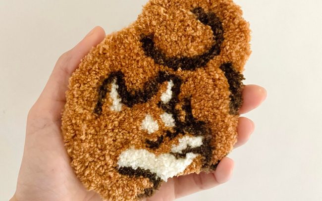 戳繡 掌上小狗 柴犬 寵物插畫