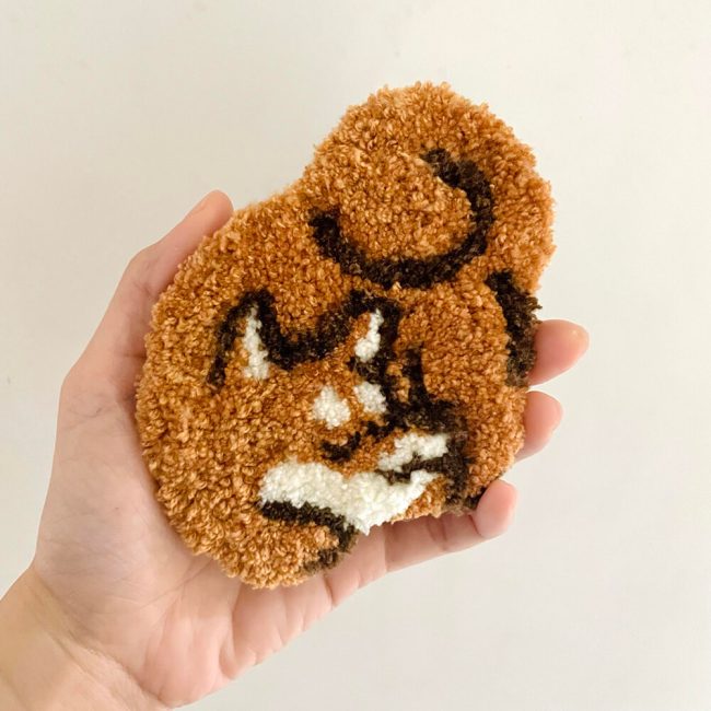 戳繡 掌上小狗 柴犬 寵物插畫